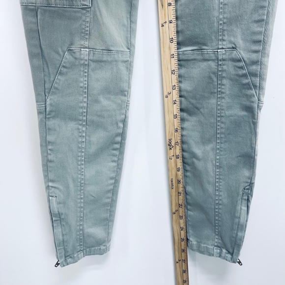 Anthropologie Pants Sz 27 Women’s Moto Utility Trouser Skinny Sage Green - Picture 8 of 13